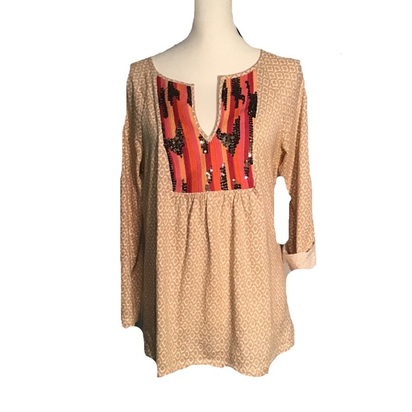 Anthropologie VanessaVirginia Boho Long Sleeve Top - Picture 1 of 8